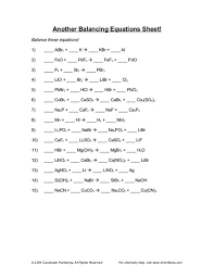Your main goal when balancing chemical equations is to make sure that there are the same amount of reactants and products on each side of the. Download Balancing Chemical Equations 2 Answers How To Manual 9th Vol 0 9 Google
