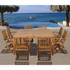 Amazonia Dubai Square 9 Piece Teak Patio Dining Set Sc Rinsq 8yogyaarm The Home Depot Teak Patio Furniture Patio Dining Set Wood Patio
