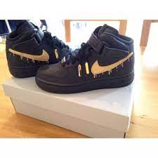 Walmart.com has been visited by 1m+ users in the past month Black Gold Drip Af1s Air Force One High Tops Nike Shoes Women Nike Gold Running Shoes Nike