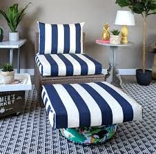 Outdoor cushions let you customise the look and comfort of your outdoor seating, create a whole new atmosphere with different colours and looks! Ikea Outdoor Slip Covers Navy Blue White Stripe Affordable Designer Custom Handmade Trendy Fashionable Locally Made High Quality