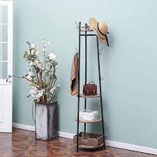 Amazon Com X Cosrack Coat Rack Stand With 4 Shelves Industrial Entryway Free Standing Coat Hat Tree With 9 Hoo Standing Coat Rack Coat Rack Coat Hanger Stand