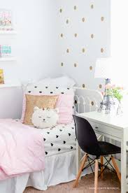 She just loves being in her. Pink Gold Girls Bedroom Makeover Modern Shabby Chic
