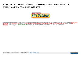 Mohon maaf apabila ada kesalahan dalam penulisan nama dan gelar. Contoh Ucapan Terima Kasih Pembubaran Panitia Pernikahan Wa 0812 9038 9038 By Kate Dean Issuu