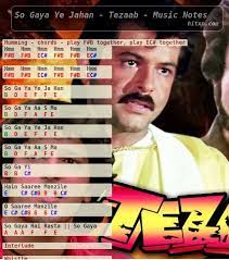 So Gaya Ye Jahan Tezaab Piano Notations Keyboard Notes For Songs Piano Notes Songs Song Notes