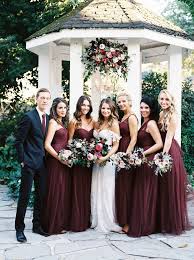 Real Bride Meghan Her Groom Josh The Dress Theory Wine Bridesmaid Dresses Wine Colored Wedding Wine Color Bridesmaid Dress