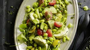 Edamame Mozzarella Salat Mit Minzesauce Rezept Mozzarella Salat Edamame Mozzarella