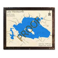 Lake Wentworth Nh 3d Wood Topo Map