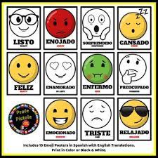 (f) means that a noun is feminine. Spanish Emoji Posters Emotions In Spanish Color Black White Versions