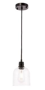 Gabe 1 Light Black Clear Seeded Glass Pendant Elegant Lighting Ld6210bk