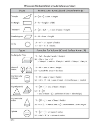 Formula Sheet Geometry Middle School Math Volume Math Math School
