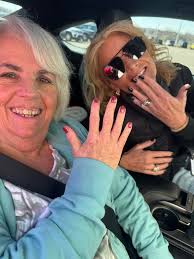 My sweet momma Mary Chaney is 74 and NEVER been to the nail salon (and  she's always got her nails painted) so today for Valentine's Day old dad Jack  Chaney got Christy