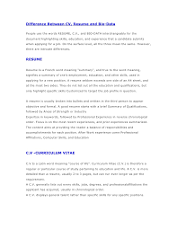 difference between cv, resume and bio data