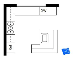 Household kitchen the term galley kitchen is also used to refer to the design of household kitchen wherein the units are fitted into a continuous array with no kitchen 10,000 units were installed in frankfurt, and it was the most successful and influential kitchen of the period. Double L Design Kitchen Layout