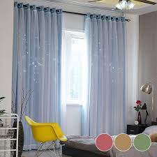 Full Blackout Curtain Double Decker Nordic Style Bedroom Living Room Curtain Hollow Star Net Princess Wind Curtain Walmart Com Curtains Living Room Nordic Style Bedroom Girls Room Curtains