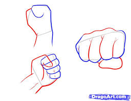 Draw fingers that are slightly thicker than normal (hand squeeze status) to show clenched fists. Drawing Hand Drawing Easy Fist