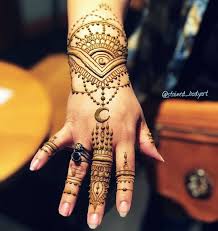 Jewelry Style Henna With A Crescent Moon Henna Henna Hand Tattoo Henna Designs Hand