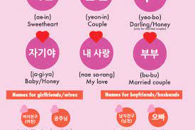 Couples have been making up sickeningly sweet names for one. Learn Korean Terms Of Endearment Learn Korean With Fun Colorful Infographics Dom Hyo