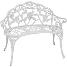 Große auswahl an cast aluminium. Sunnydaze 2 Person Classic Rose Design Cast Aluminum Outdoor Garden Bench White Target