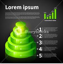 Green 3d Cone Chart With Some Infographic Elements Useful