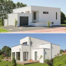 Modernes Haus Im Bauhausstil Mit Flachdach Garage Am Hang Bauen Einfamilienhaus Ideen Modern