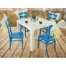 Elit 90x90 Cm Camli Masa Riva Sandalye Alacati Set Mavi Mobilya Sandalye Mavi