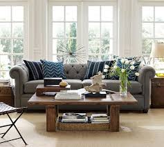 Chesterfield Upholstered Sofa Pottery Barn Living Room Grey Pottery Barn Living Room Grey Sofa Living Room