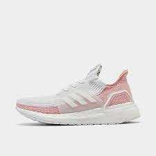 Black And Grey Ultra Boost 19 Right View Of Women S Adidas Ultraboost 19 Running Shoes In Footwear White Footwear White Pink Spirit Adidas Women Adidas Ultra Boost Running Shoes