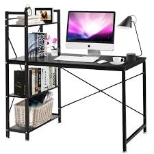 Costway Modern Computer Desk With 4 Tier Shelves Pc Workstation Study Table Home Office Walmart Com In 2020 Modern Computer Desk Computer Desk With Shelves Walnut Computer Desk