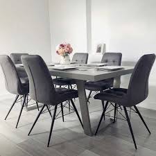 Maybe you would like to learn more about one of these? Halmstad Dining Table 6 Hix Chairs In Grey Barker Stonehouse Modern Dining Room Tables Grey Dining Room Table Dining Table Chairs