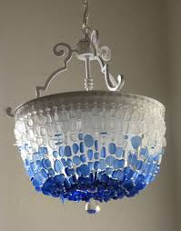 Sea Glass Chandelier Lighting Flush Mount Ceiling Light Etsy Sea Glass Chandelier Ceiling Lights Coastal Decor