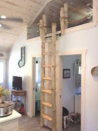 Custom Made Rustic Pine Loft Library Ladder Half Log Cabin Attic Wood Wooden Woodplansloft Kleines Haus Treppe Dachboden Bodentreppe
