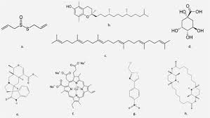 Structure of drugs which may alleviate pancytopenia; a. Allicin (Allium... 