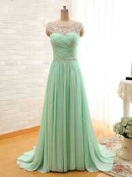 Elegant Sheer Neck Mint Green Bridesmaid Dresses Beautiful Floor Length Bridesmaid Dresses Wedding Party Dresses Formal Gowns Prom Dresses Evening Gowns Mint Green Bridesmaid Dresses Mint Green Prom Dress Bridesmaid Dresses Long Chiffon