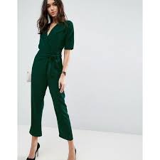 Asos Wrap Jumpsuit With Self Belt 220 Pen Liked On Polyvore Featuring Jumpsuits Green Self Tie Belt Hochzeit Outfit Gast Hochzeitsoutfit Gast Frau Outfit