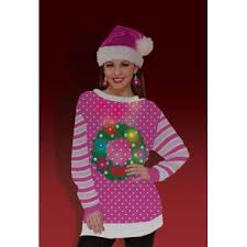 Maybe you would like to learn more about one of these? Christmas Adult S Womens Pink Light Up Wreath Ugly Sweater Walmart Com Walmart Com