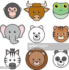 A Group Of Round Happy Animal Faces Clockwise From Top Monkey Elephant Face Drawing Animal Faces Easy Animal Drawings