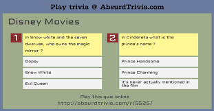 They take you into the heart and spirit of disney that makes it so popular to all. Trivia Quiz Disney Movies