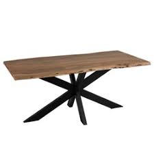 Irregular Dining Table Top Table Star Leg Metal Wood Black Natural Qechic