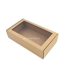 The use of window gift boxes is not confined. Brown Extended Gift Box With Window Superbox