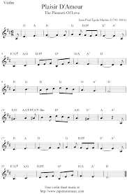 Free Sheet Music Scores Plaisir D Amour The Pleasure Of Love Free Violin Sheet Music Notes Violin Sheet Music Sheet Music Notes Violin Sheet