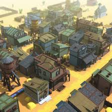 Https Cdn Shopify Com S Files 1 0225 1115 Products Buildings Western Pixel Town Low Poly 3d Model 3 Jpeg V 145674711 Low Poly 3d Models Western Town Low Poly
