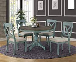 A chair has tall tapered legs with curved ends, a footring, a round farmhouse kitchen stylization with a large rectangular dining table based on solid wooden frame. Amazon Com Farmhouse Dining Table Set With Chairs