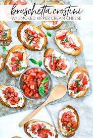 Bruschetta Crostini With Smoked Kipper Cream Cheese Recipe Bruschetta Appetizer Recipes Entertaining Recipes
