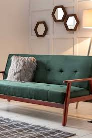 Samt Zweisitzer Sofa Liyadiro In Dunkelgrun Mit Schlaffunktion Haus Deko Zweisitzer Sofa Dekor