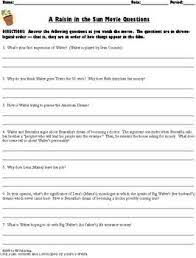 A Raisin In The Sun Movie Activities And Follow Along Questions Tpt