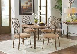 36 x 60 x 30h. Alegra Metal 5 Pc Round Dining Set With Stone Top Casual Dining Room Set Casual Dining Rooms Stone Top Dining Table