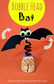 Bobble Head Bat With Printable Bat Template Watch It Wobble And Fly Halloween Arts And Crafts For Scary Halloween Crafts Halloween Arts And Crafts Bat Craft