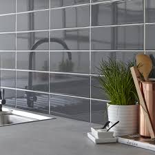 Splashback tile ideas kitchen tiles wall tiles cool kitchens your space dinners flooring inspired. Grey Brick Tiles B Q Novocom Top
