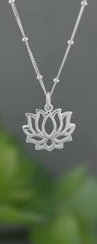 Sterling Silver Lotus Bloom Necklace Sterling Silver Necklace Pendants Silver Necklace Short Silver Necklace