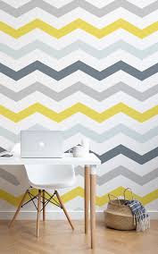 Papier Peint Chevrons Jaunes Et Gris Murals Wallpaper In 2020 Grey Chevron Wallpaper Living Room Tv Unit Designs Bedroom Wall Paint